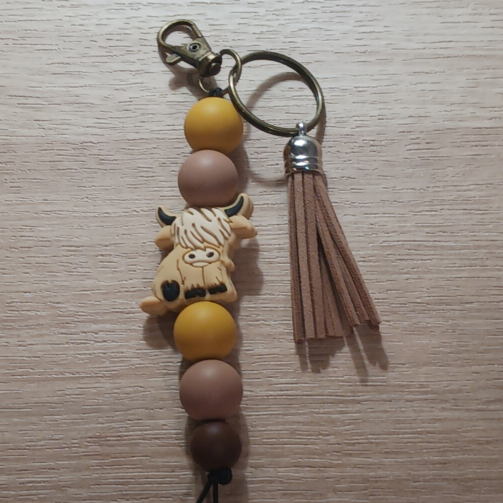 Brown and Yellow Keychain with Tassel
